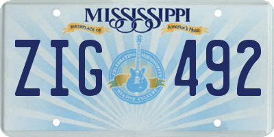 MS license plate ZIG492