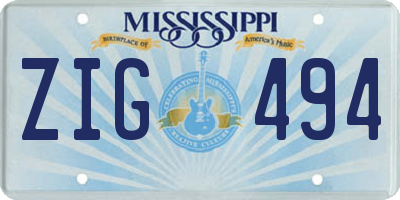MS license plate ZIG494