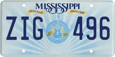 MS license plate ZIG496