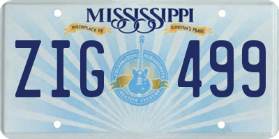 MS license plate ZIG499