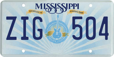MS license plate ZIG504