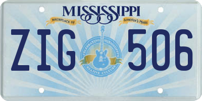 MS license plate ZIG506