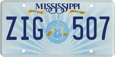 MS license plate ZIG507