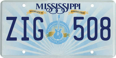 MS license plate ZIG508