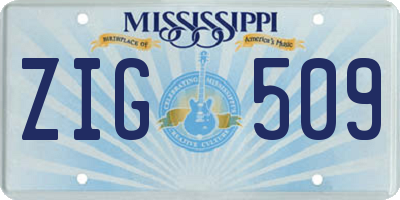 MS license plate ZIG509
