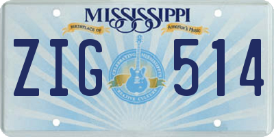 MS license plate ZIG514