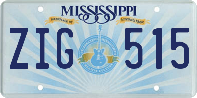 MS license plate ZIG515