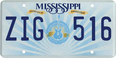 MS license plate ZIG516