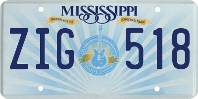 MS license plate ZIG518