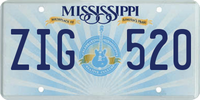 MS license plate ZIG520