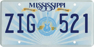 MS license plate ZIG521