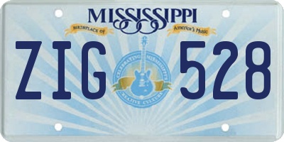 MS license plate ZIG528