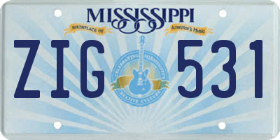 MS license plate ZIG531