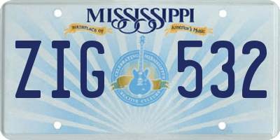 MS license plate ZIG532