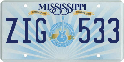 MS license plate ZIG533