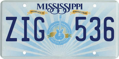 MS license plate ZIG536