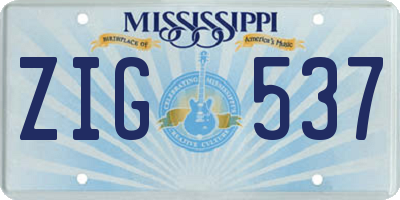 MS license plate ZIG537