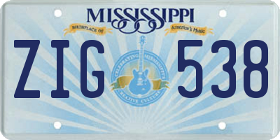 MS license plate ZIG538