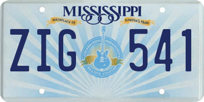 MS license plate ZIG541