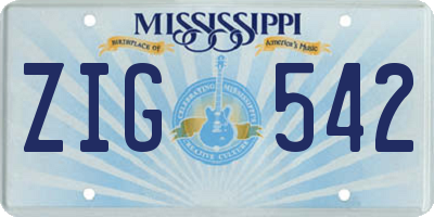 MS license plate ZIG542