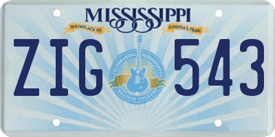 MS license plate ZIG543