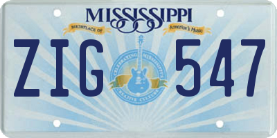 MS license plate ZIG547