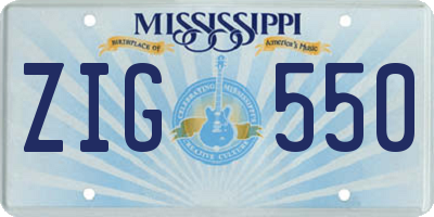 MS license plate ZIG550