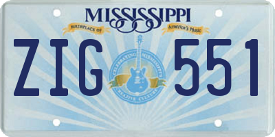 MS license plate ZIG551