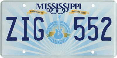 MS license plate ZIG552