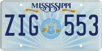 MS license plate ZIG553