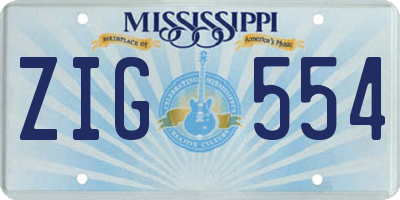 MS license plate ZIG554