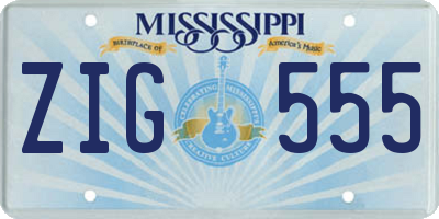 MS license plate ZIG555