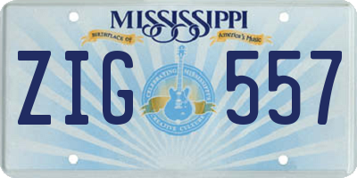 MS license plate ZIG557