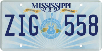 MS license plate ZIG558
