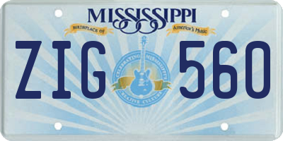 MS license plate ZIG560