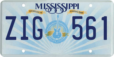 MS license plate ZIG561