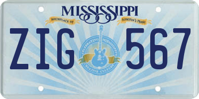 MS license plate ZIG567