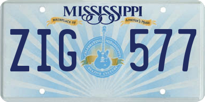 MS license plate ZIG577