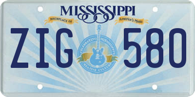 MS license plate ZIG580