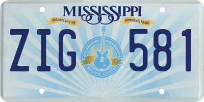 MS license plate ZIG581