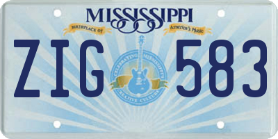 MS license plate ZIG583