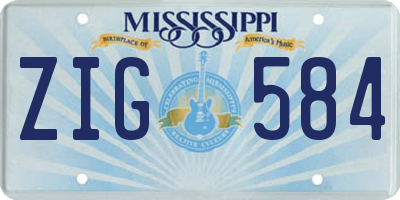 MS license plate ZIG584