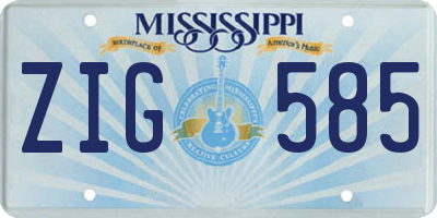 MS license plate ZIG585