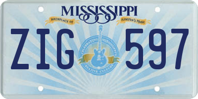 MS license plate ZIG597