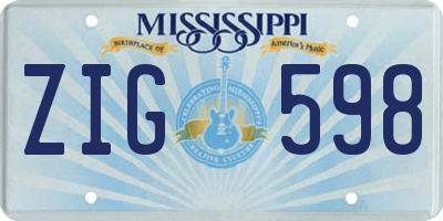 MS license plate ZIG598
