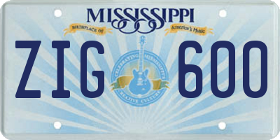 MS license plate ZIG600