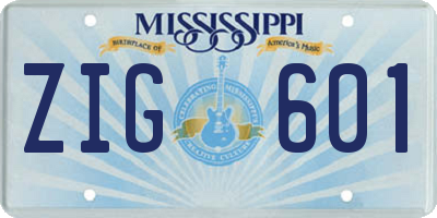 MS license plate ZIG601