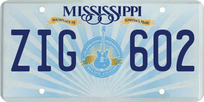 MS license plate ZIG602