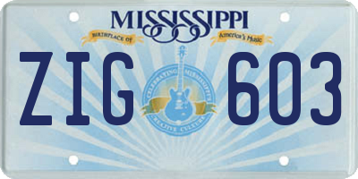MS license plate ZIG603