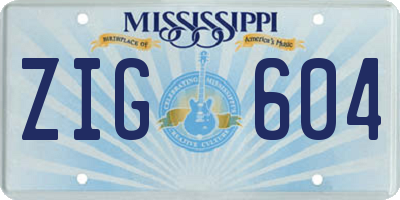 MS license plate ZIG604
